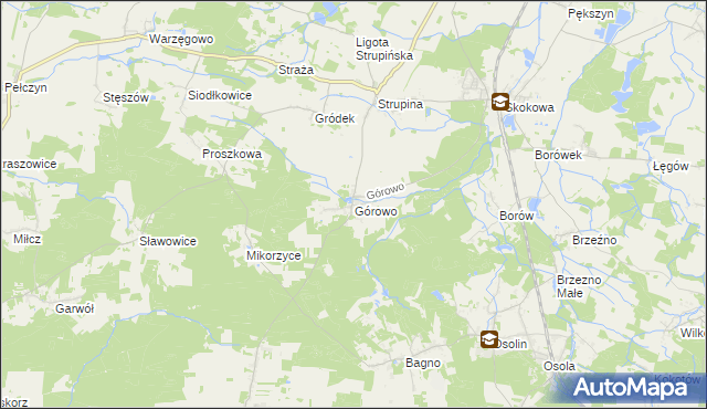 mapa Górowo gmina Prusice, Górowo gmina Prusice na mapie Targeo