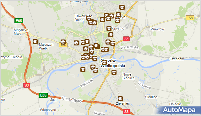 mapa Gorzów Wielkopolski, Gorzów Wielkopolski na mapie Targeo