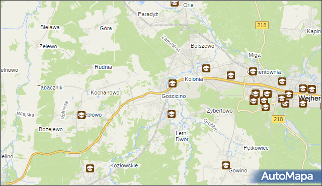 mapa Gościcino, Gościcino na mapie Targeo