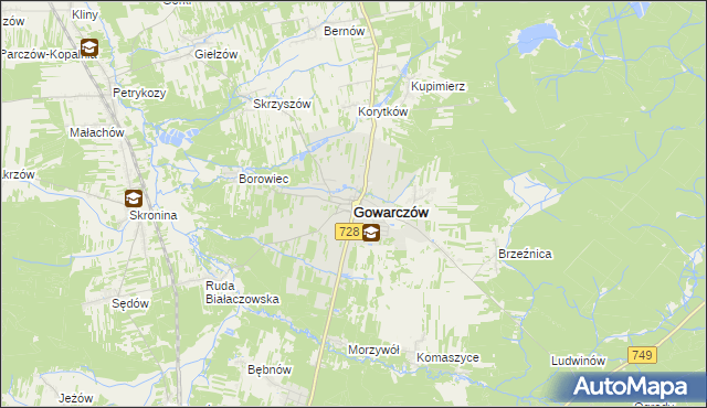 mapa Gowarczów, Gowarczów na mapie Targeo
