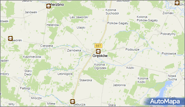 mapa Grębków, Grębków na mapie Targeo