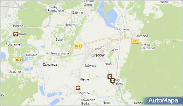 mapa Grębów powiat tarnobrzeski, Grębów powiat tarnobrzeski na mapie Targeo