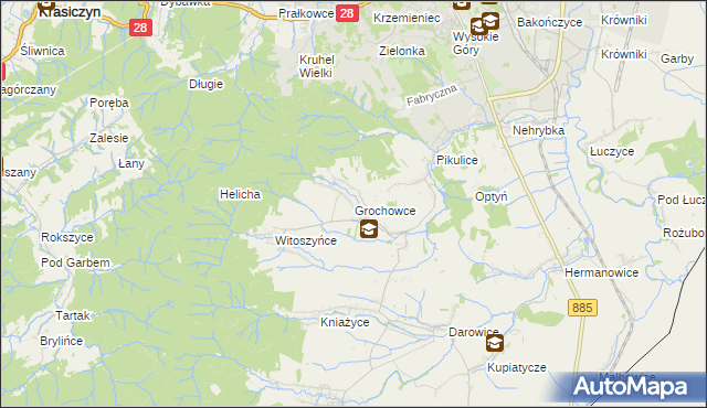 mapa Grochowce, Grochowce na mapie Targeo