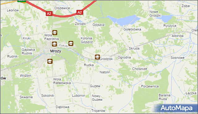 mapa Grodzisk gmina Mrozy, Grodzisk gmina Mrozy na mapie Targeo