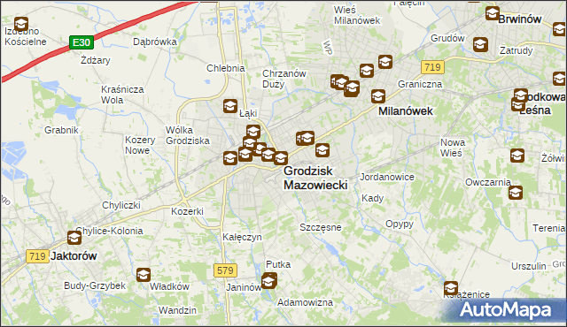 mapa Grodzisk Mazowiecki, Grodzisk Mazowiecki na mapie Targeo