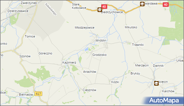 mapa Grodzisko gmina Pawłowiczki, Grodzisko gmina Pawłowiczki na mapie Targeo