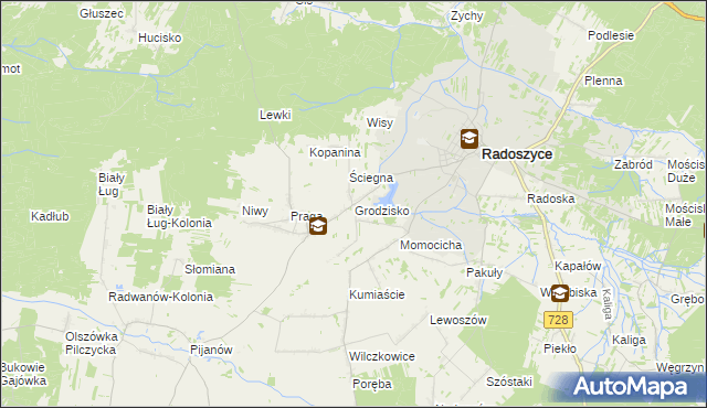 mapa Grodzisko gmina Radoszyce, Grodzisko gmina Radoszyce na mapie Targeo