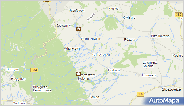 mapa Grodziszcze gmina Stoszowice, Grodziszcze gmina Stoszowice na mapie Targeo