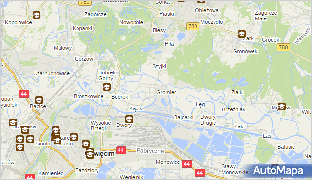 mapa Gromiec, Gromiec na mapie Targeo