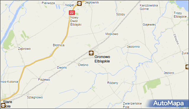 mapa Gronowo Elbląskie, Gronowo Elbląskie na mapie Targeo