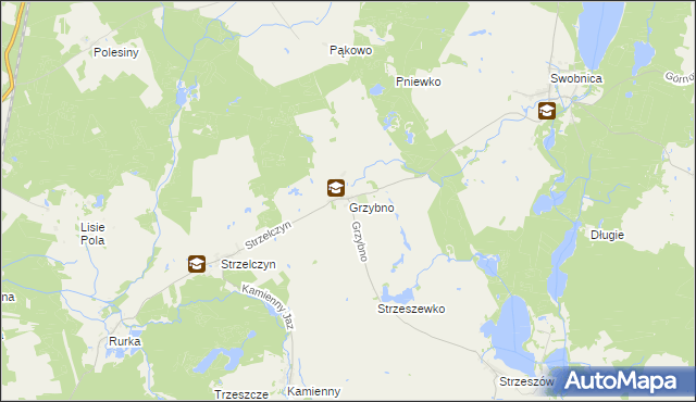 mapa Grzybno gmina Chojna, Grzybno gmina Chojna na mapie Targeo