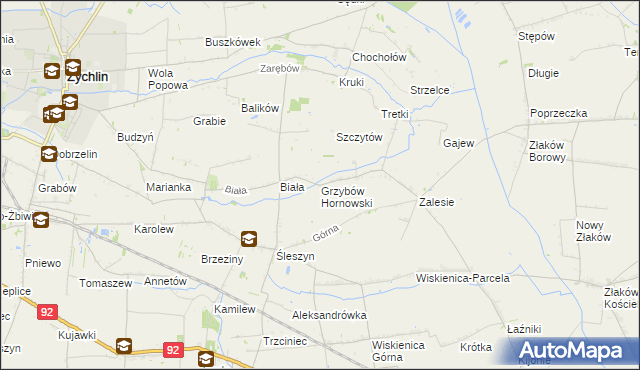 mapa Grzybów Hornowski, Grzybów Hornowski na mapie Targeo