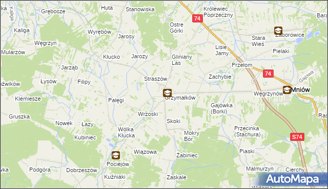 mapa Grzymałków, Grzymałków na mapie Targeo