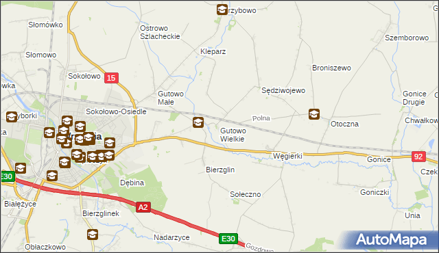 mapa Gutowo Wielkie, Gutowo Wielkie na mapie Targeo