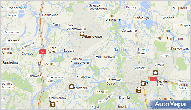 mapa Hecznarowice, Hecznarowice na mapie Targeo