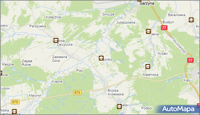 mapa Hucisko gmina Leżajsk, Hucisko gmina Leżajsk na mapie Targeo