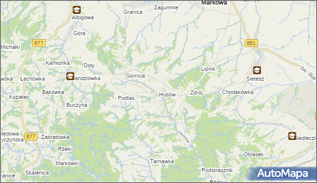 mapa Husów, Husów na mapie Targeo