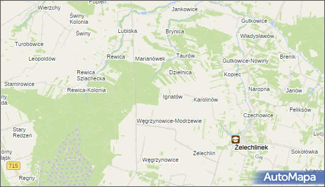 mapa Ignatów gmina Żelechlinek, Ignatów gmina Żelechlinek na mapie Targeo
