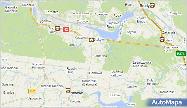 mapa Jabłonna gmina Brody, Jabłonna gmina Brody na mapie Targeo