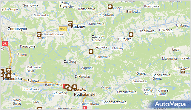 mapa Jachówka, Jachówka na mapie Targeo