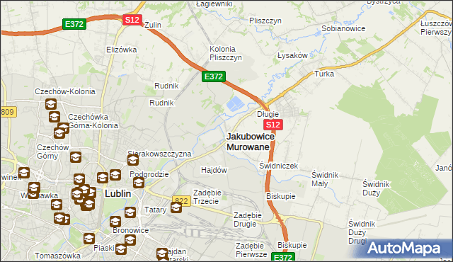 mapa Jakubowice Murowane, Jakubowice Murowane na mapie Targeo