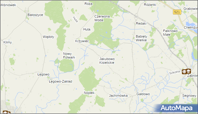 mapa Jakubowo Kisielickie, Jakubowo Kisielickie na mapie Targeo