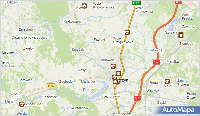 mapa Janówek gmina Tarczyn, Janówek gmina Tarczyn na mapie Targeo