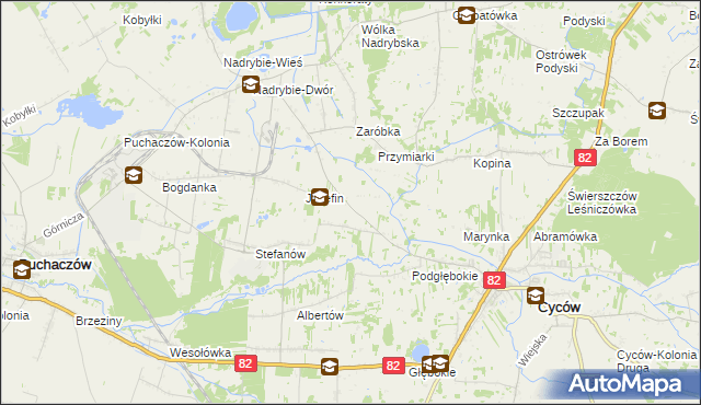 mapa Janowica gmina Cyców, Janowica gmina Cyców na mapie Targeo