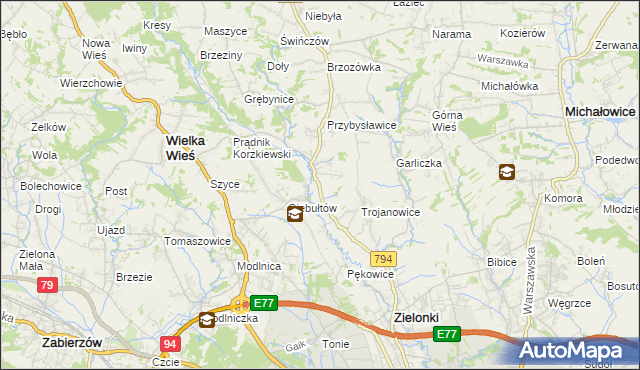 mapa Januszowice gmina Zielonki, Januszowice gmina Zielonki na mapie Targeo