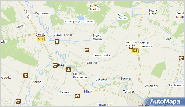 mapa Januszówka gmina Spiczyn, Januszówka gmina Spiczyn na mapie Targeo