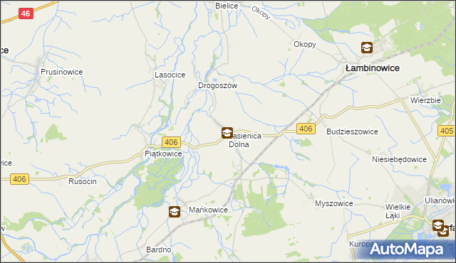 mapa Jasienica Dolna, Jasienica Dolna na mapie Targeo