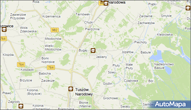 mapa Jaślany, Jaślany na mapie Targeo