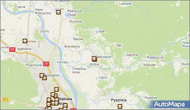 mapa Jastkowice, Jastkowice na mapie Targeo