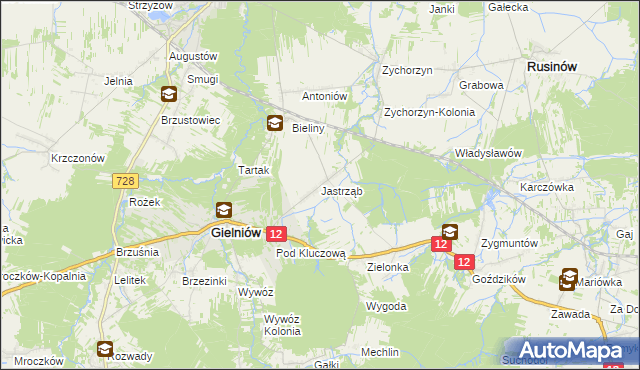 mapa Jastrząb gmina Gielniów, Jastrząb gmina Gielniów na mapie Targeo