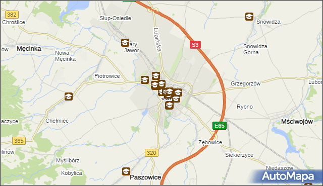 mapa Jawor, Jawor na mapie Targeo