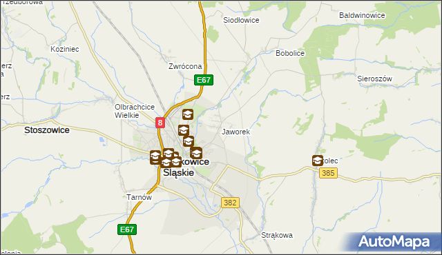 mapa Jaworek gmina Ząbkowice Śląskie, Jaworek gmina Ząbkowice Śląskie na mapie Targeo