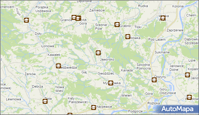 mapa Jaworsko, Jaworsko na mapie Targeo