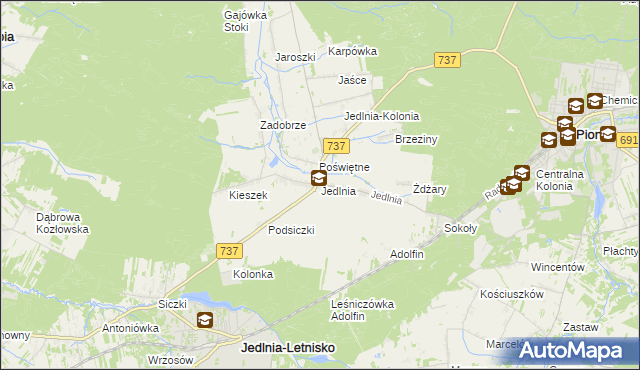 mapa Jedlnia, Jedlnia na mapie Targeo