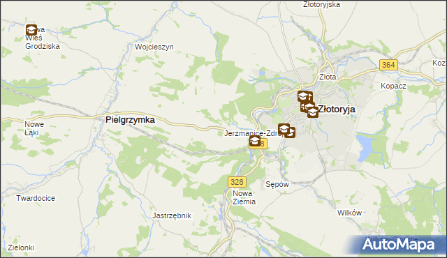 mapa Jerzmanice-Zdrój, Jerzmanice-Zdrój na mapie Targeo