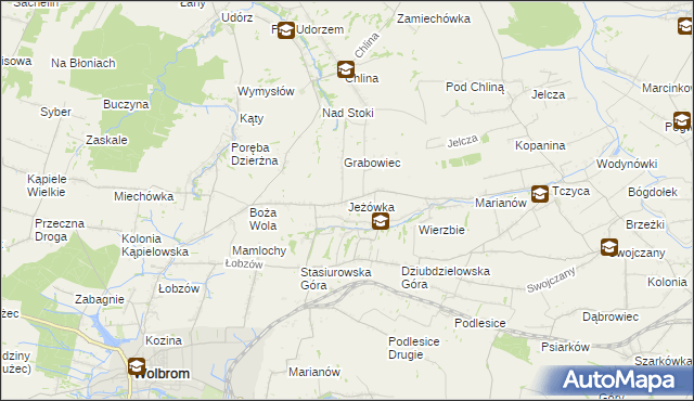 mapa Jeżówka gmina Wolbrom, Jeżówka gmina Wolbrom na mapie Targeo