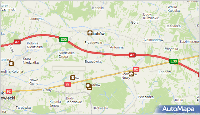 mapa Józefin gmina Jakubów, Józefin gmina Jakubów na mapie Targeo