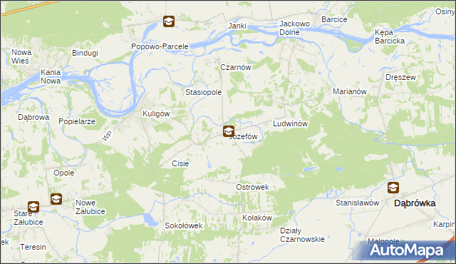 mapa Józefów gmina Dąbrówka, Józefów gmina Dąbrówka na mapie Targeo