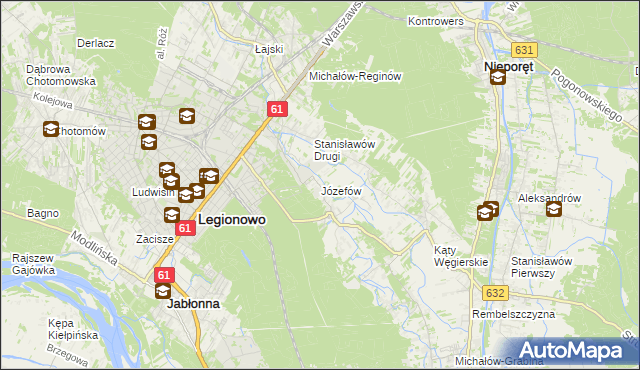 mapa Józefów gmina Nieporęt, Józefów gmina Nieporęt na mapie Targeo