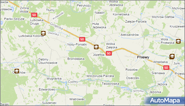 mapa Józefów gmina Pniewy, Józefów gmina Pniewy na mapie Targeo