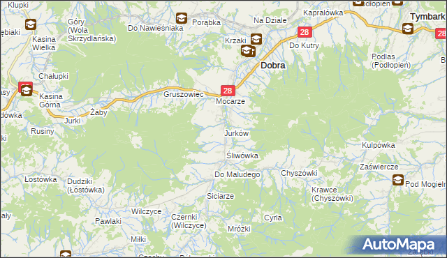 mapa Jurków gmina Dobra, Jurków gmina Dobra na mapie Targeo