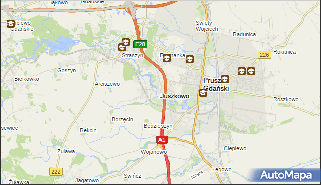 mapa Juszkowo, Juszkowo na mapie Targeo