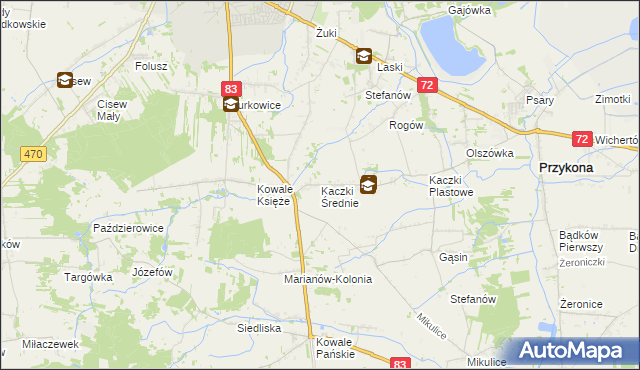 mapa Kaczki Średnie, Kaczki Średnie na mapie Targeo