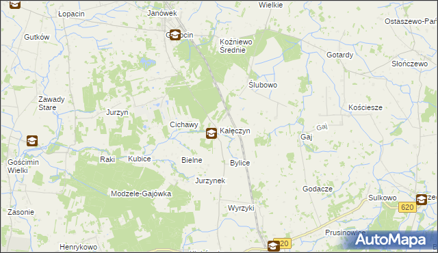 mapa Kałęczyn gmina Sońsk, Kałęczyn gmina Sońsk na mapie Targeo