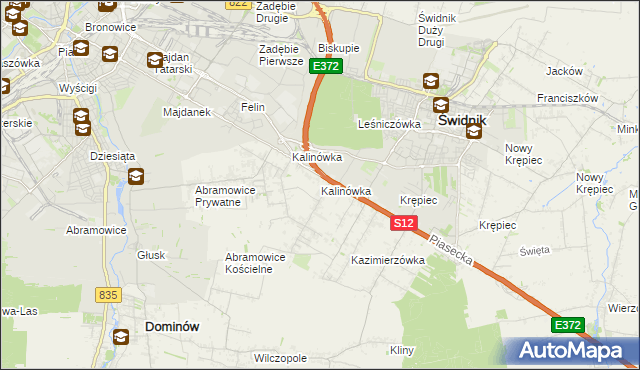 mapa Kalinówka gmina Głusk, Kalinówka gmina Głusk na mapie Targeo