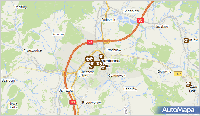 mapa Kamienna Góra, Kamienna Góra na mapie Targeo